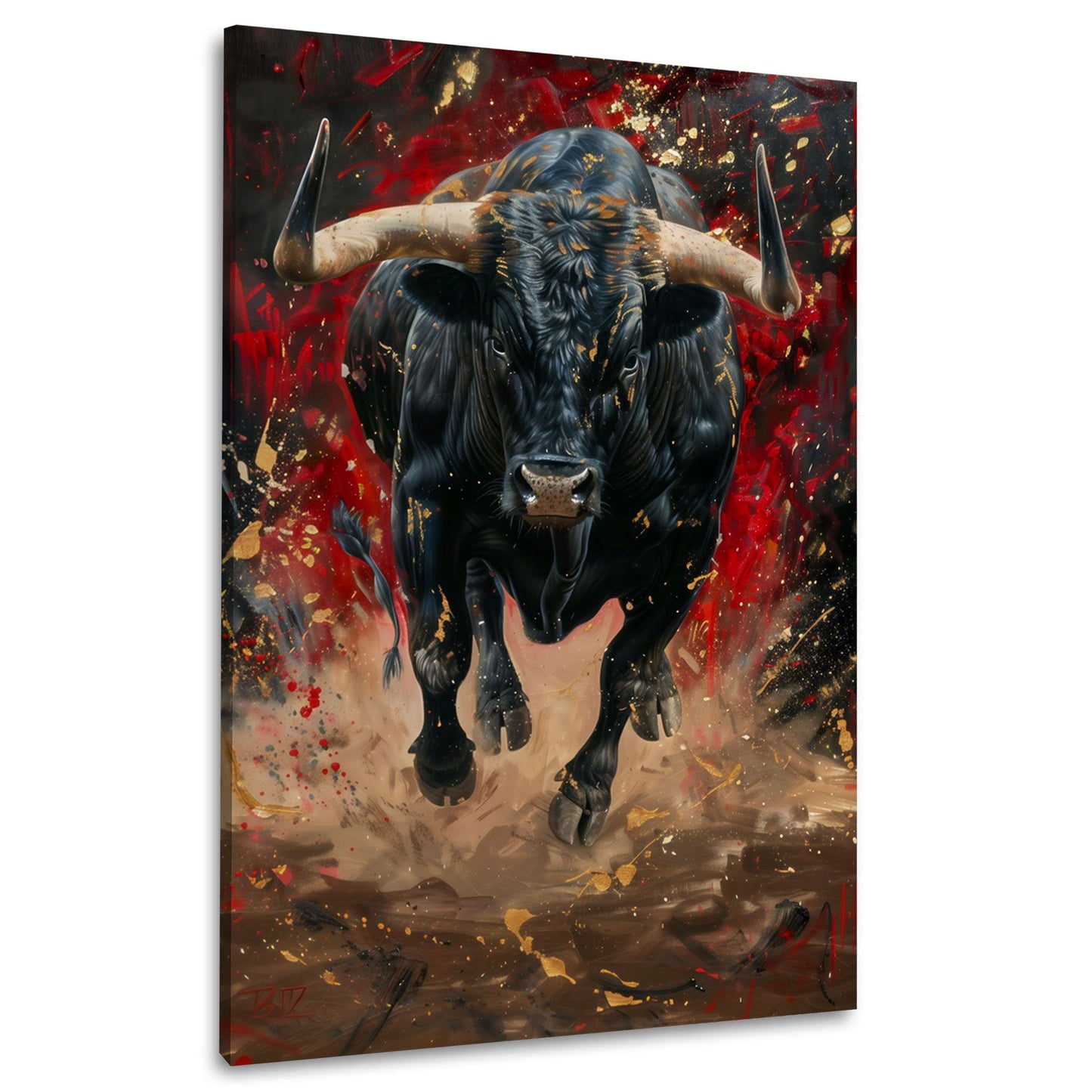Wilder Stier expressives Ölgemälde Wandbild