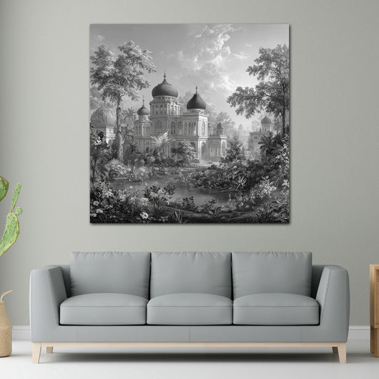 Wilhelma Stuttgart maurischer Stil schwarz weiß Wandbild