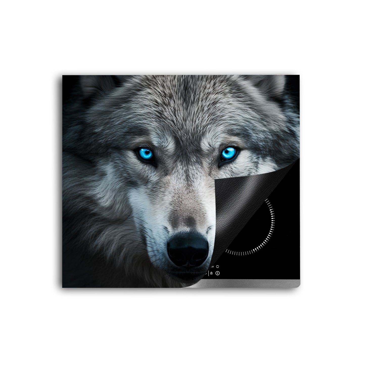 Wolf frontal Porträt Herdabdeckplatte Induktionsschutz für Ceranfeld & Küche Deko