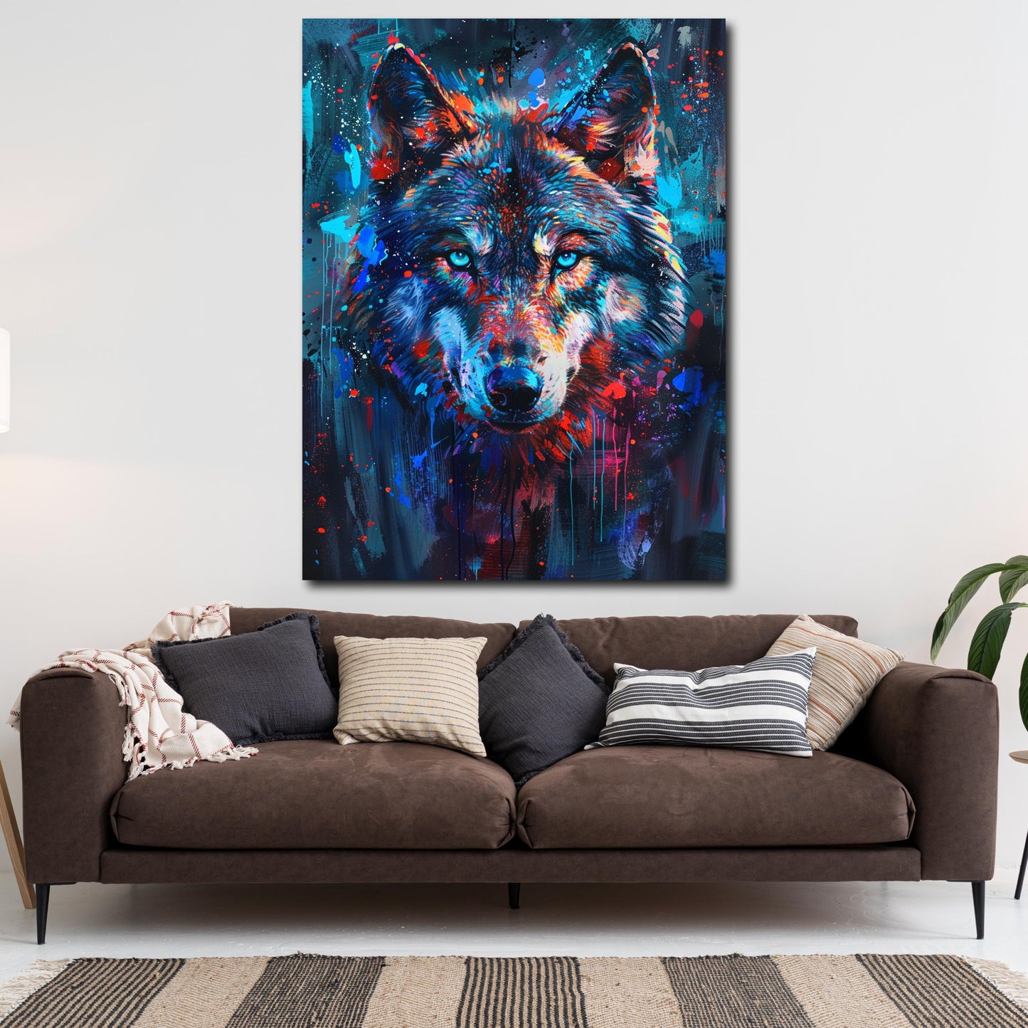 Wolf Porträt Pop Art Farbenspiel Tierkunst Wandbild