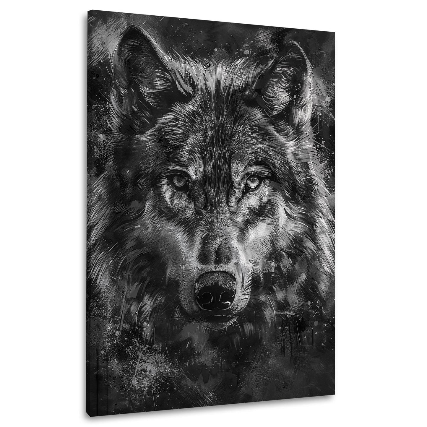 Wolf Porträt Realistische Zeichnung Wandbild