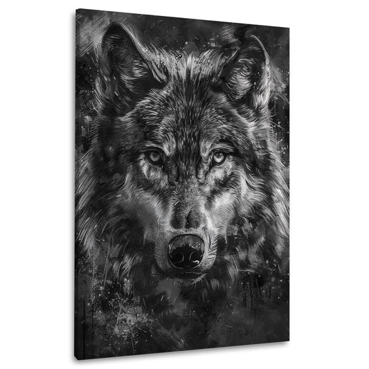 Wolf Porträt Realistische Zeichnung Wandbild