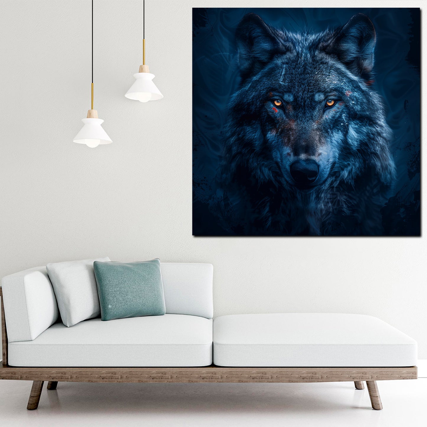 Wolf Porträt Wildtier Nahaufnahme Blick Wandbild