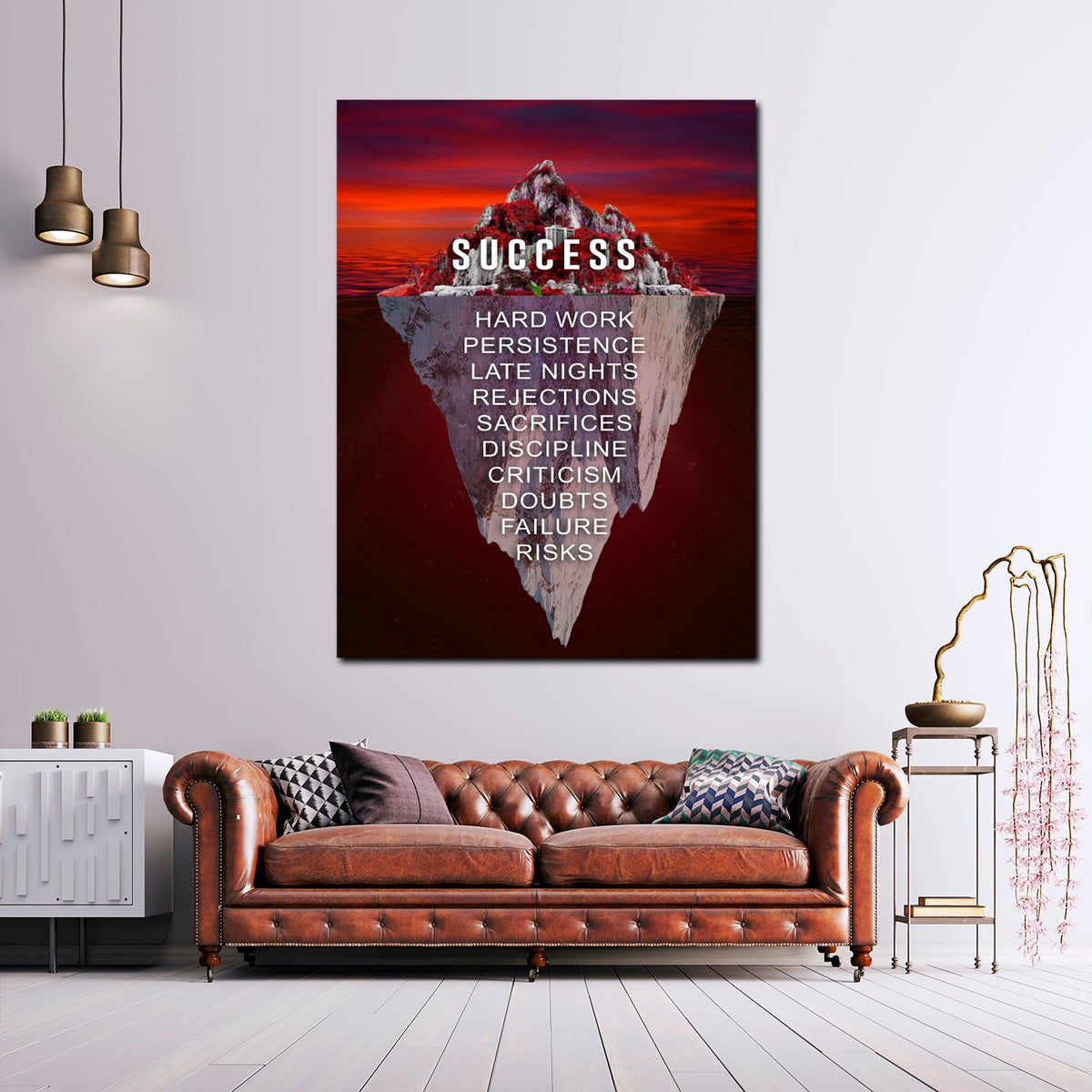 Success Eisberg Zitat als Wandbild im Raum