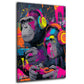 Zwei Gorillas mit Kopfhoerern und Gamepad Neon Wandbild