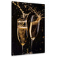Zwei Sektgläser mit spritzendem Champagner Wandbild im Hochformat