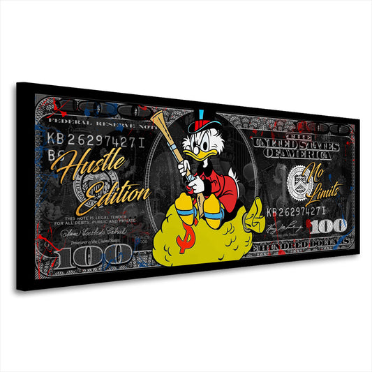 Wandbild Dagobert 100 Dollar Geld Comic Pop Art Kunstwerk Defend Money