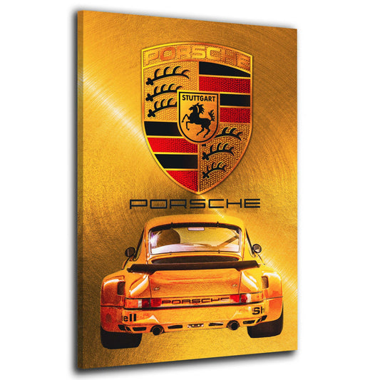 Auto Sportwagen Porsche premium Gold Edition Wandbild Leinwandbild