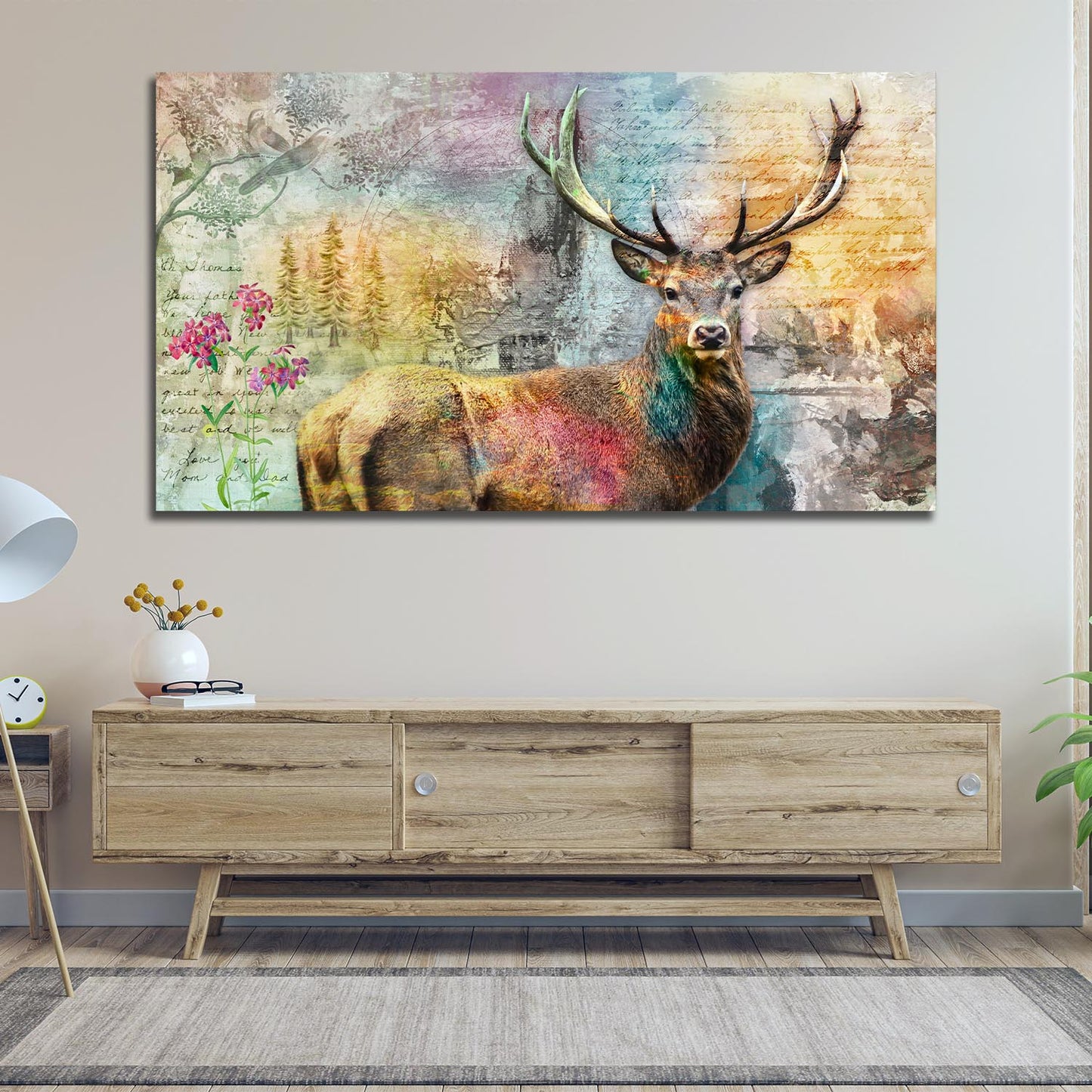 Wandbild Hirsch Colour Style abstrakt