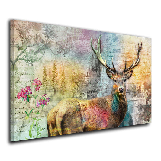 Wandbild Hirsch Colour Style abstrakt