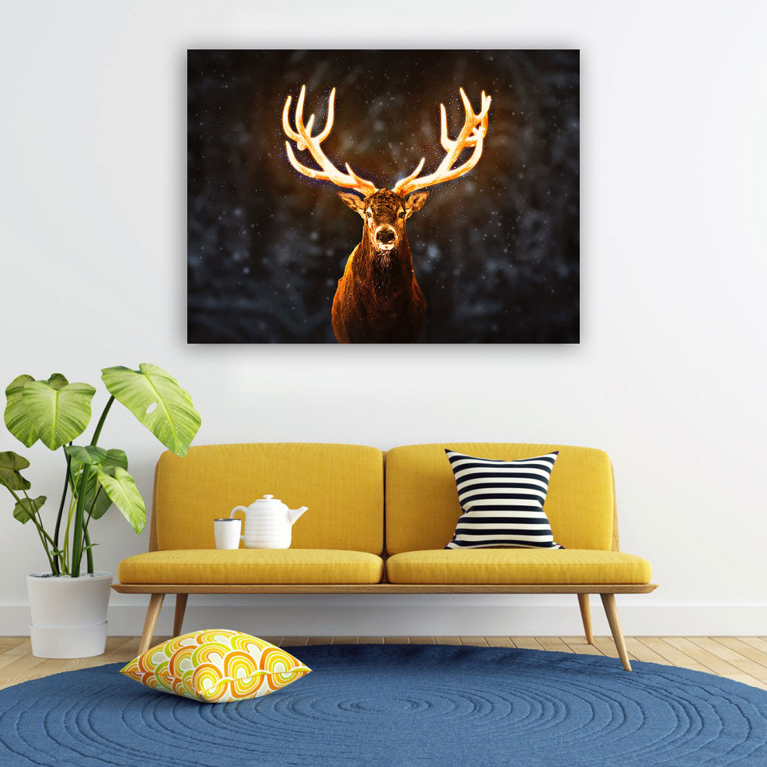 Wandbild Hirsch Let It Snow, Tiere