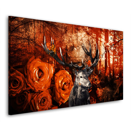 Wandbild Hirsch Orange Style abstrakt