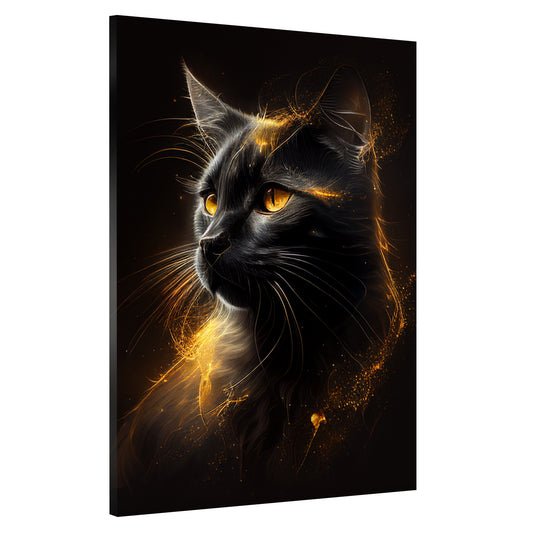 Wandbild Katze Gold Style