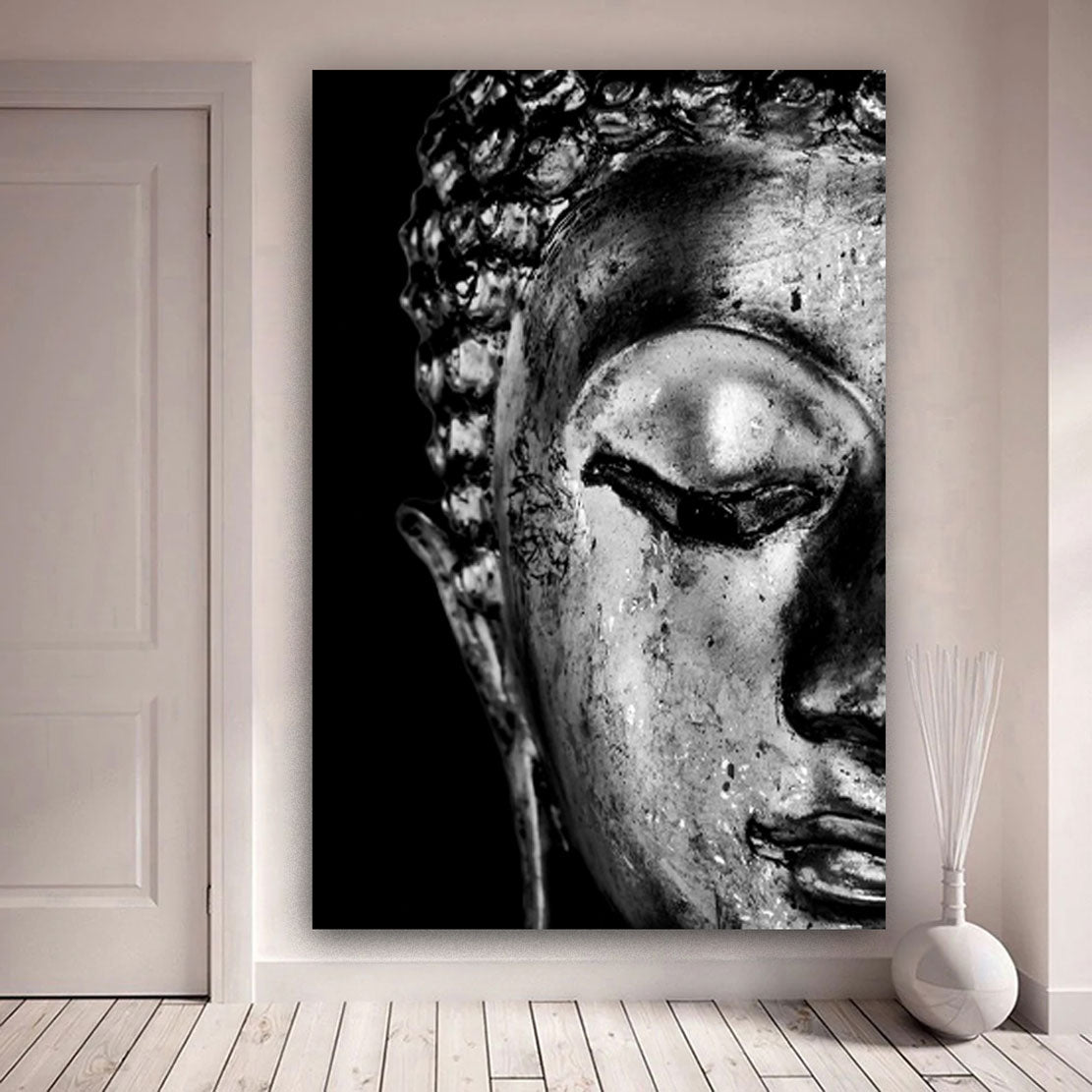 Leinwand Bild Buddha Abstrakt Wandbilder Relax Feng Shui Bilder Schwarz  Weiss