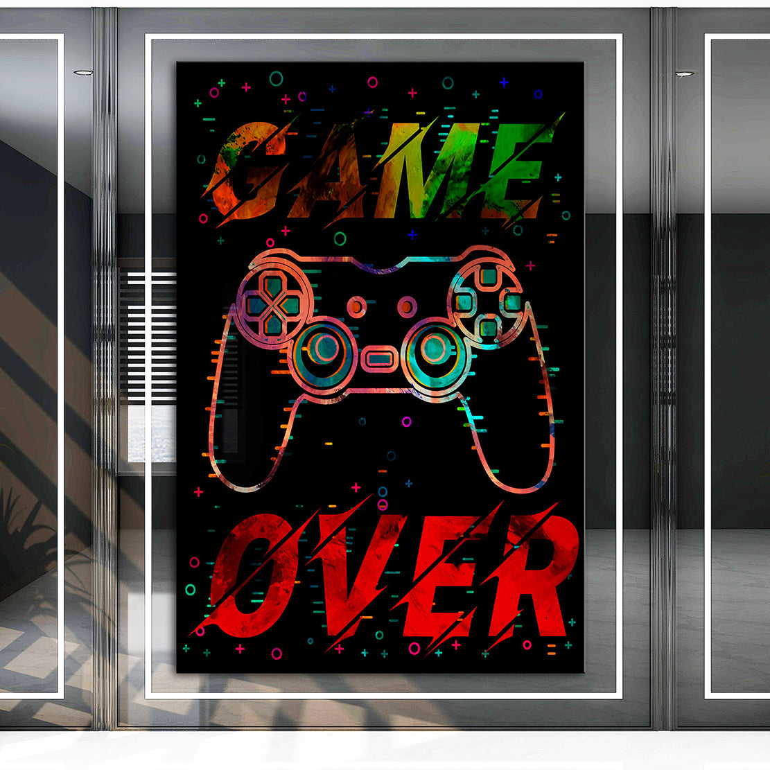 Wandbild Leinwandbild Kunst Videospiel Gamepad Controller Gaming Play Station Game Over Pop Art Style