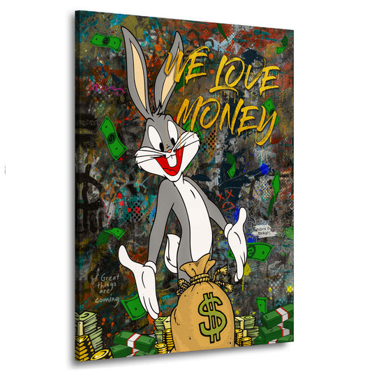Wandbild Bunny We Love Money, Pop Art Comic