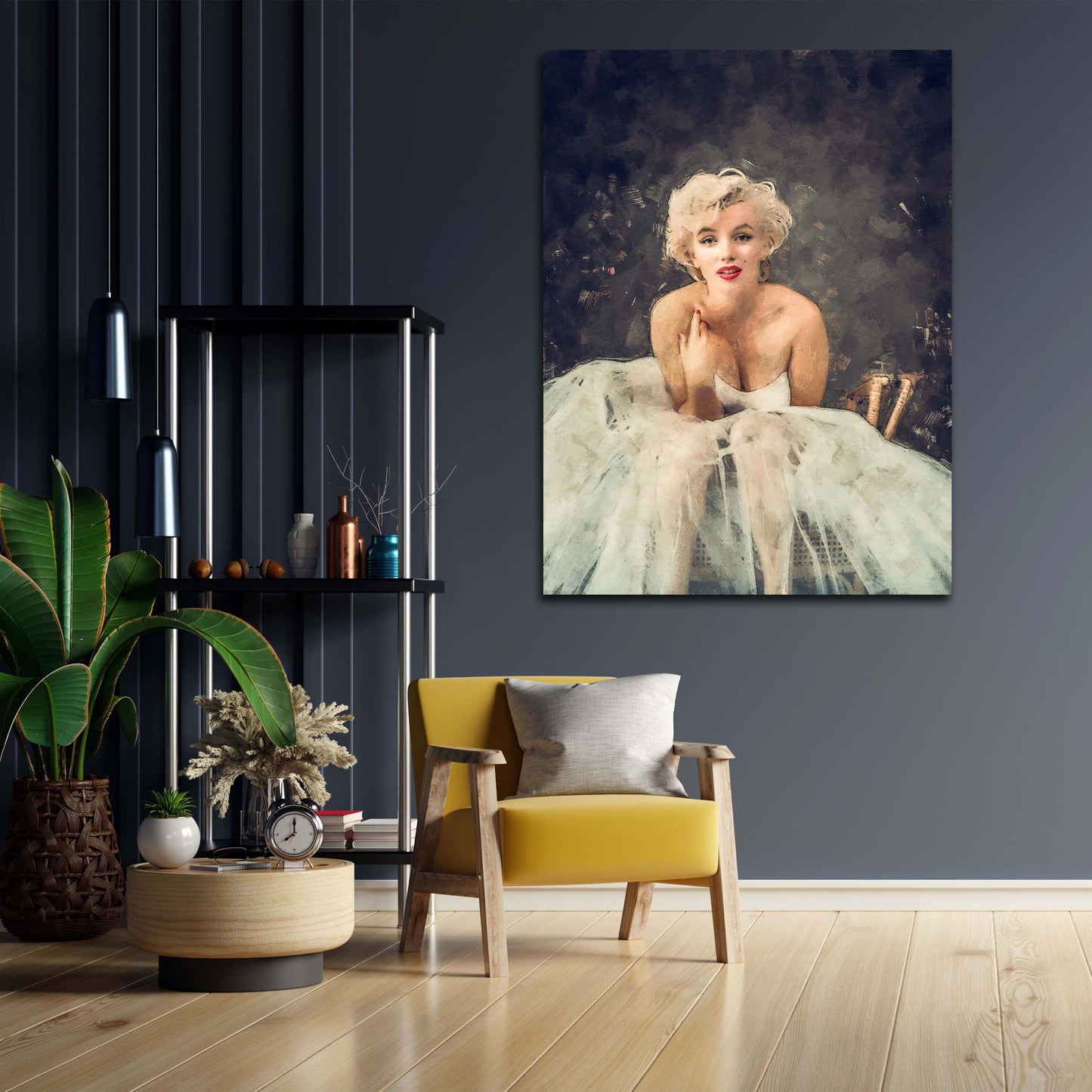 Wandbild Marilyn Monroe wunderschön White Dress Abstract Paint Style