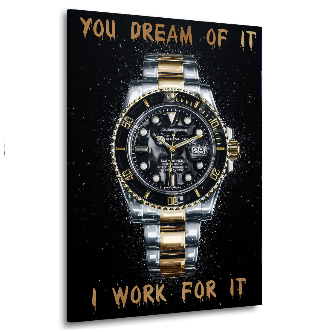 Wandbild Leinwandbild Motivation Uhr WORK FOR IT