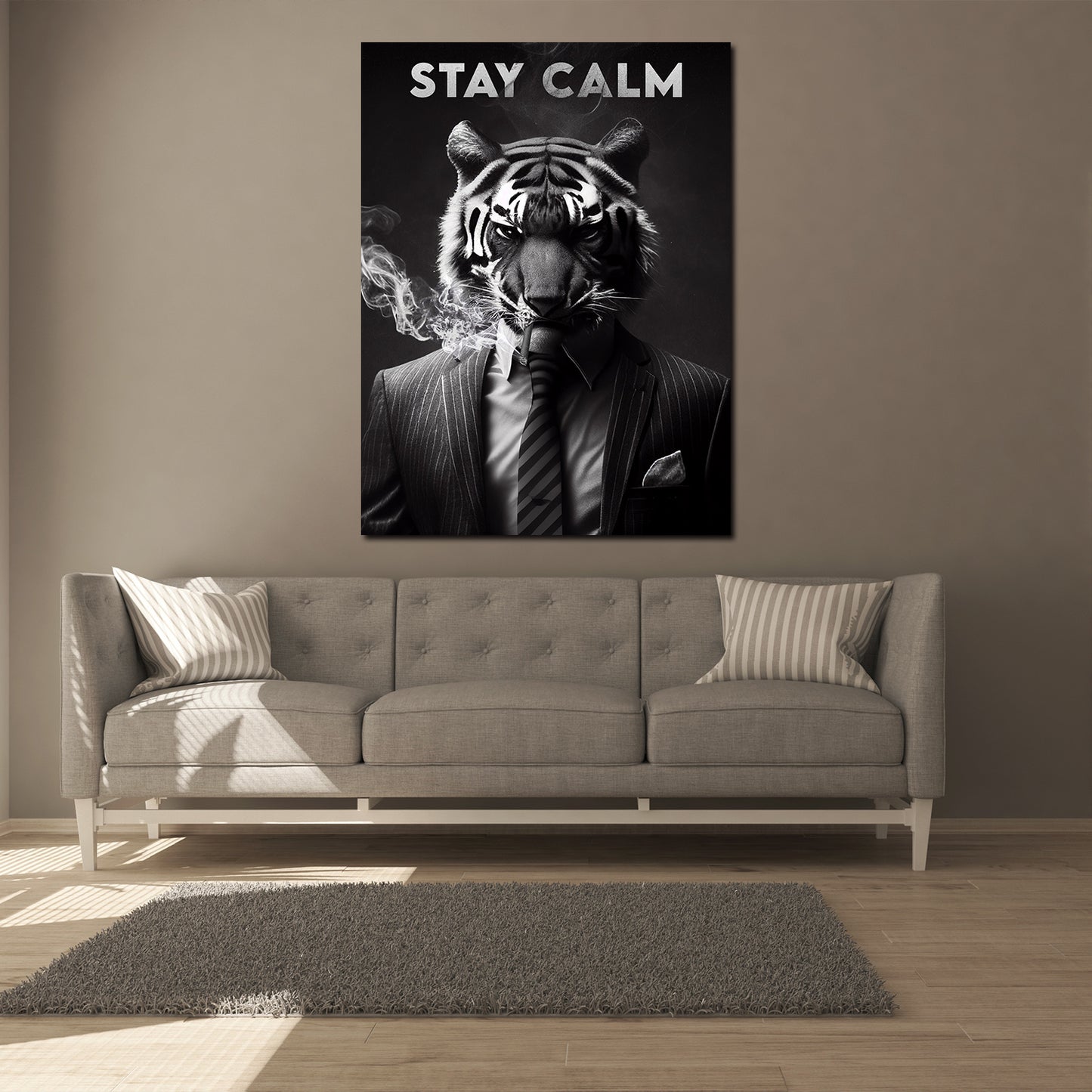 Wandbild Pop Art modern, Tiger im Anzug