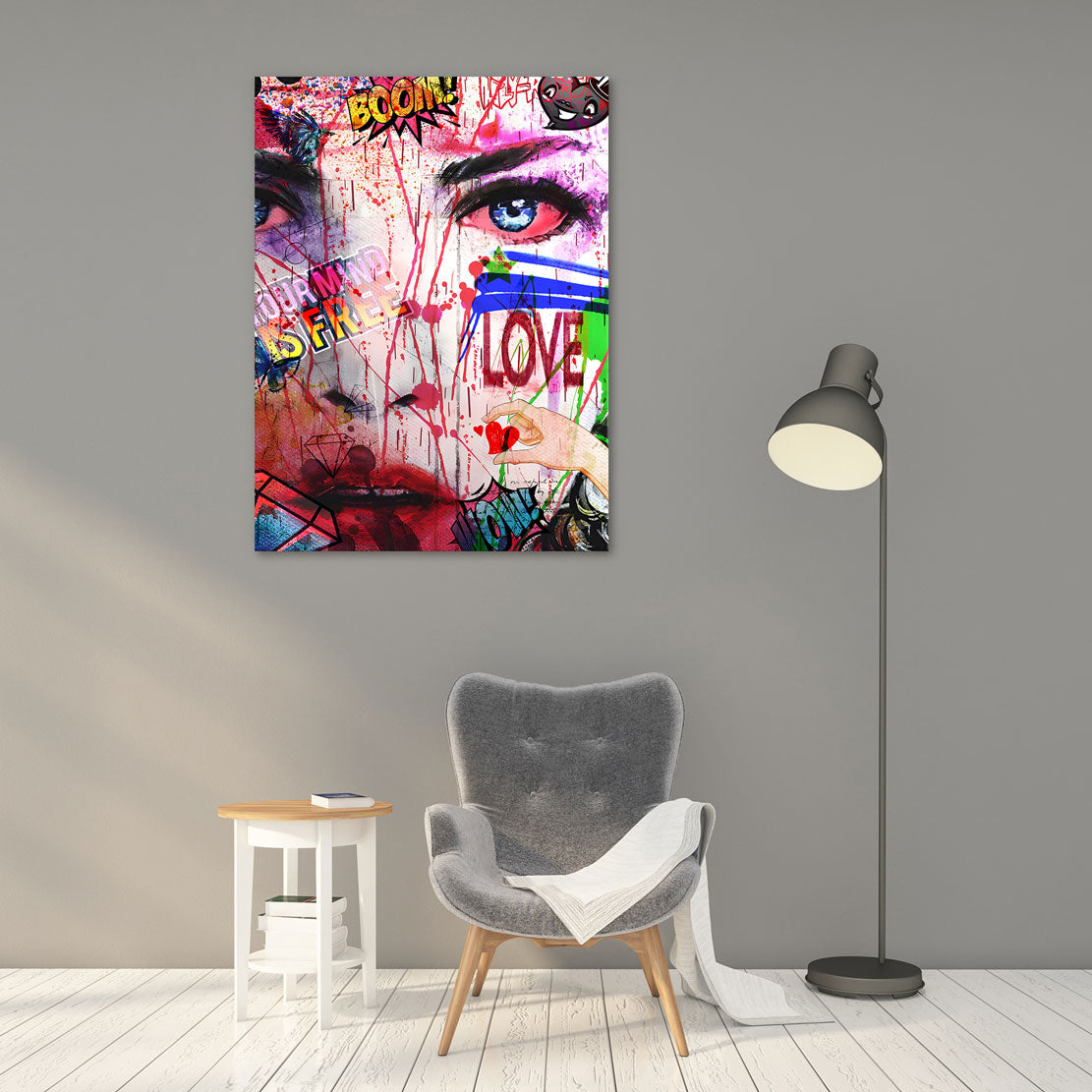 Wandbild Pop Street Art Women Face Abstract