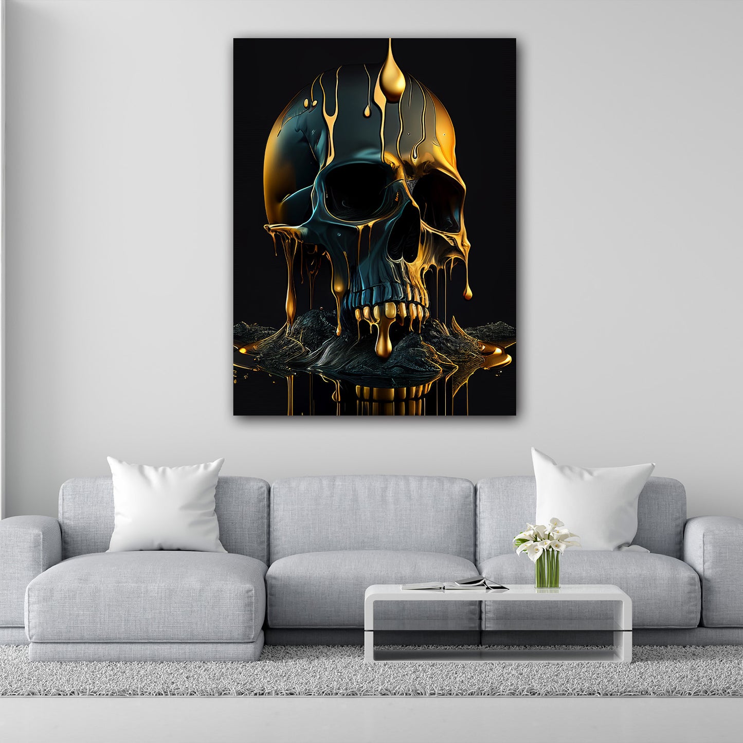 Wandbild Skull Gold Abstract