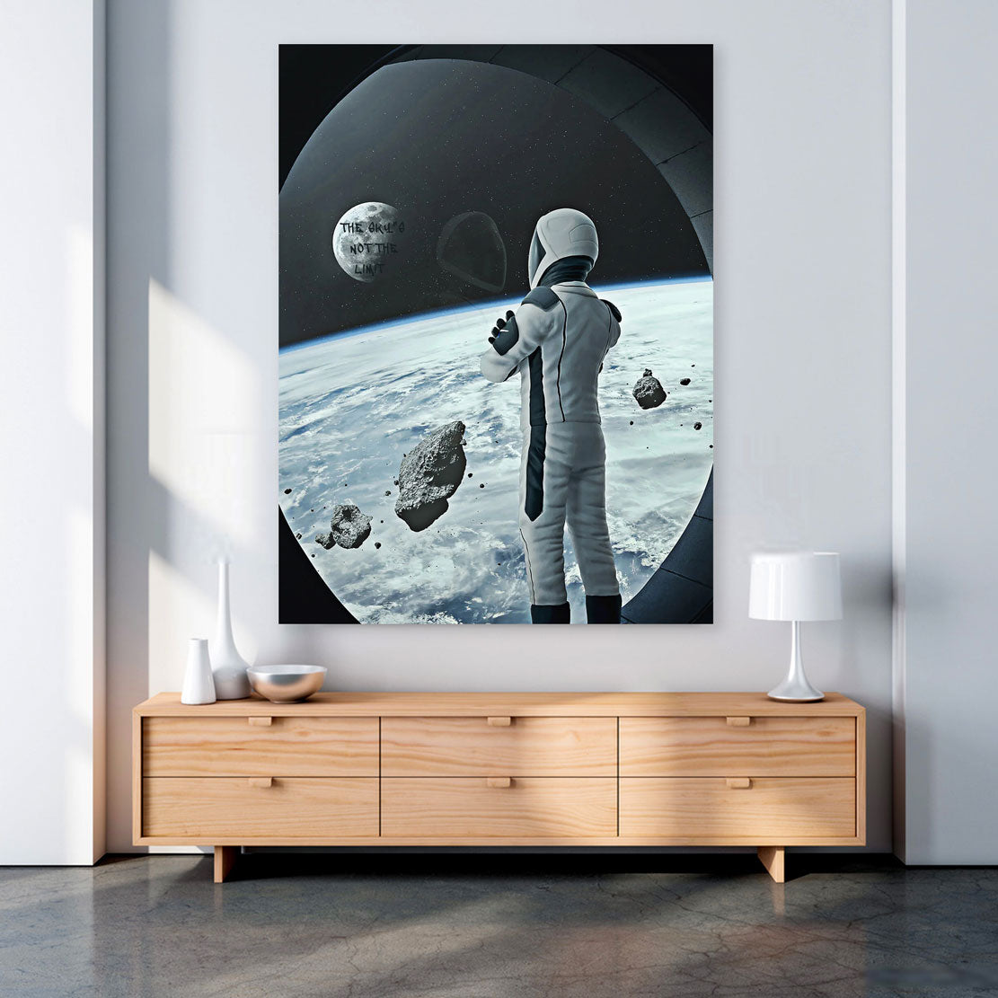 Wandbild Spaceman im Raumschiff The Sky Is Not The Limit, Weltraum