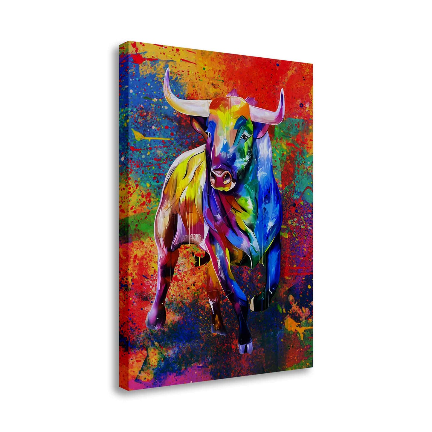 Wandbild Stier Pop Art Bull Colour Style, Tiere, abstrakt