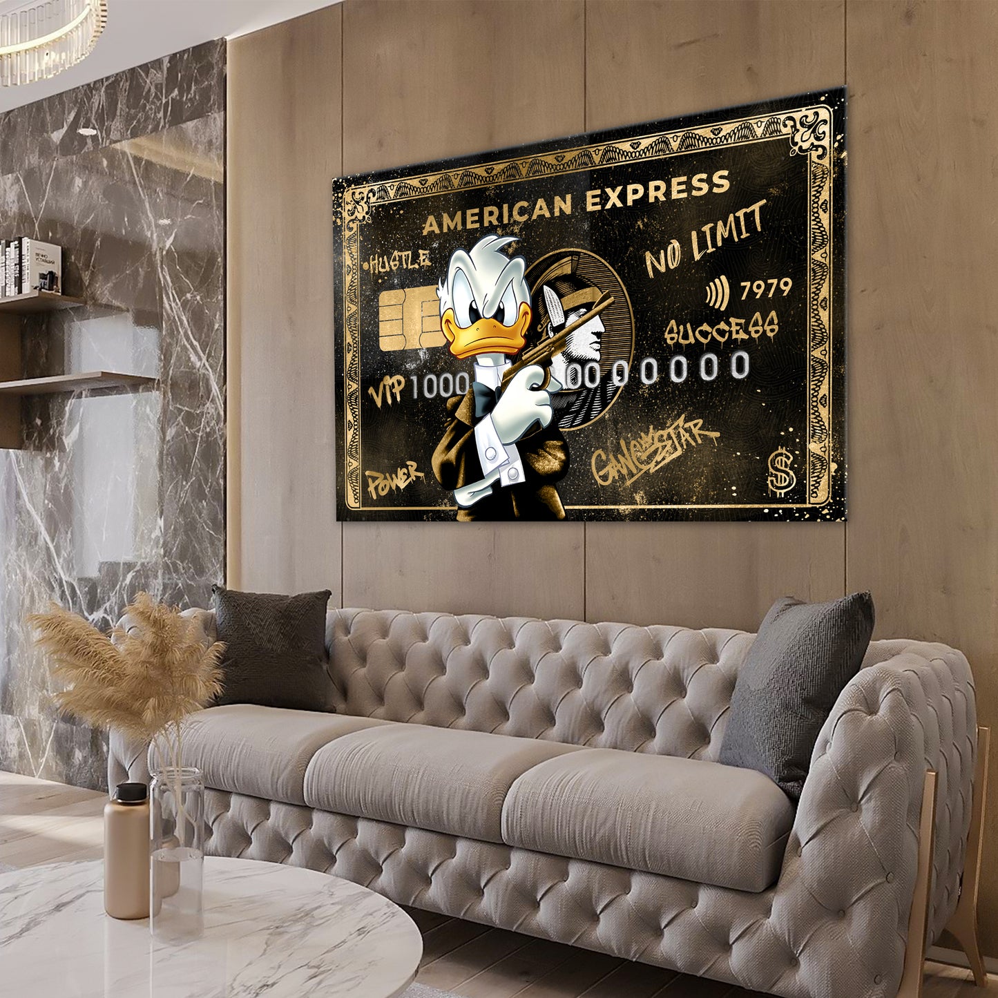 Duck Gangstar Style Karte Pop Art Wandbild Leinwandbild