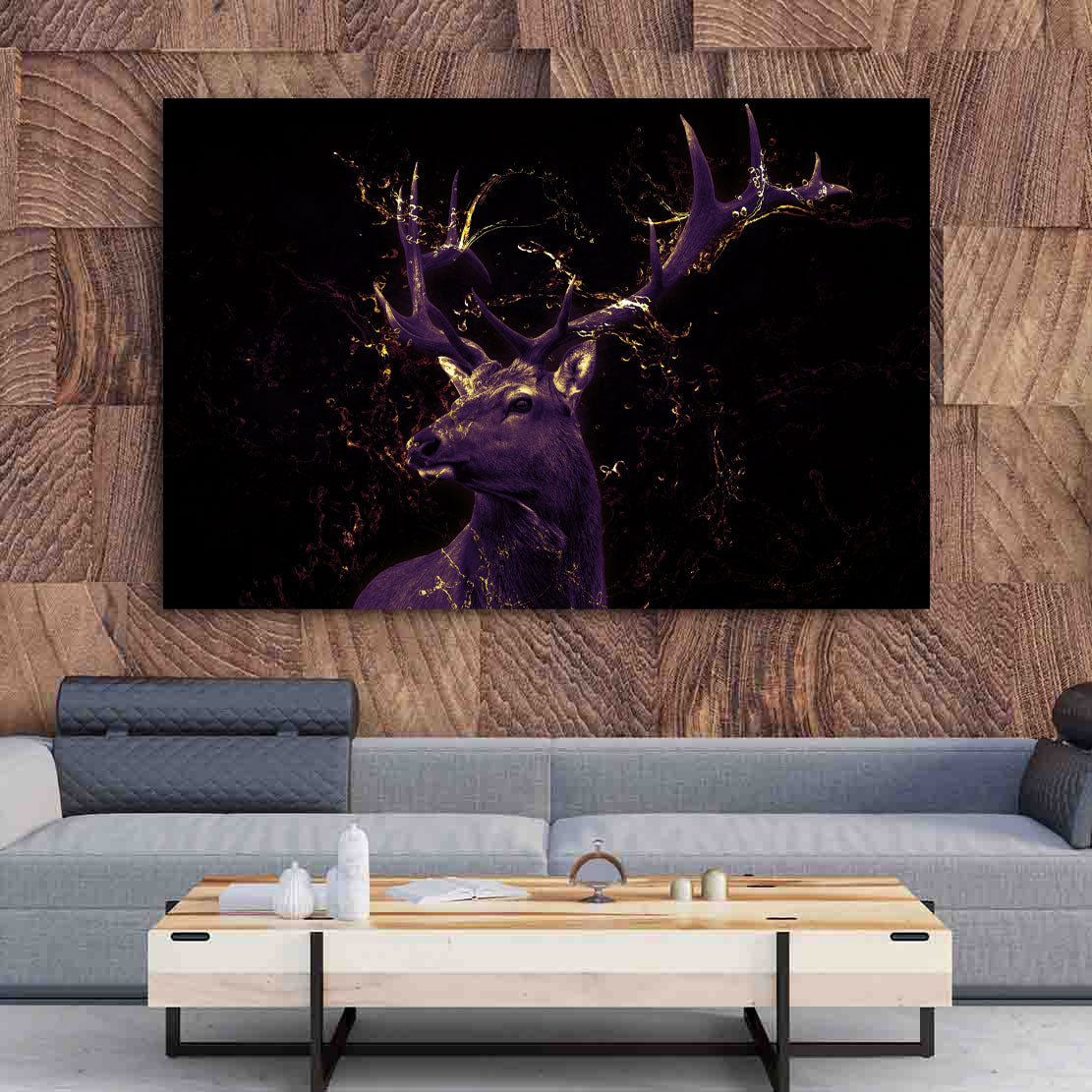 Wandbild abstrakt Hirsch Gold Edition