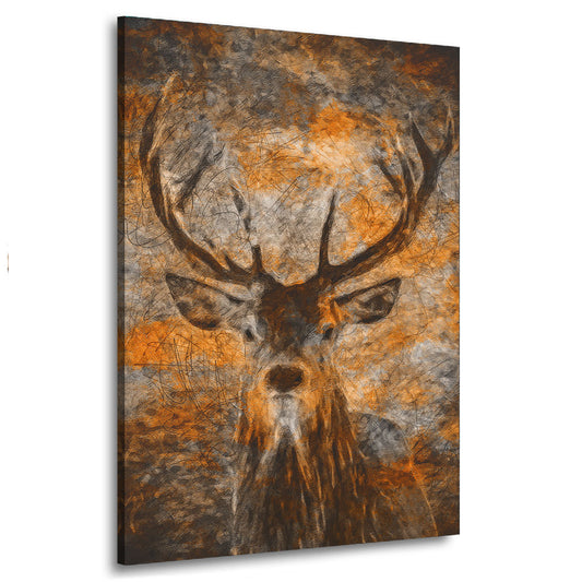 Wandbild abstrakt Hirsch Brown Edition, Tiere