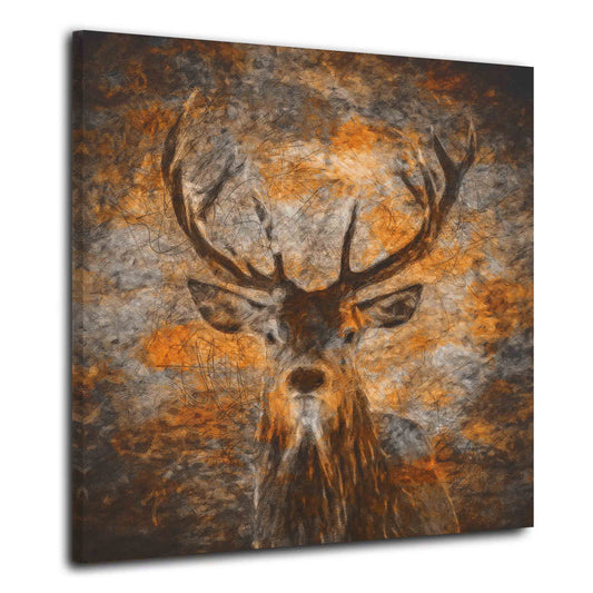 Wandbild Hirsch Brown Style, Tiere