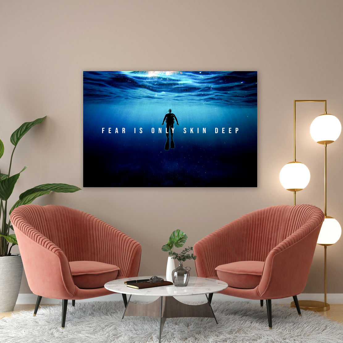 Wandbild Motivation Mindset Fear Is Only Skin Deep, Dark Edition