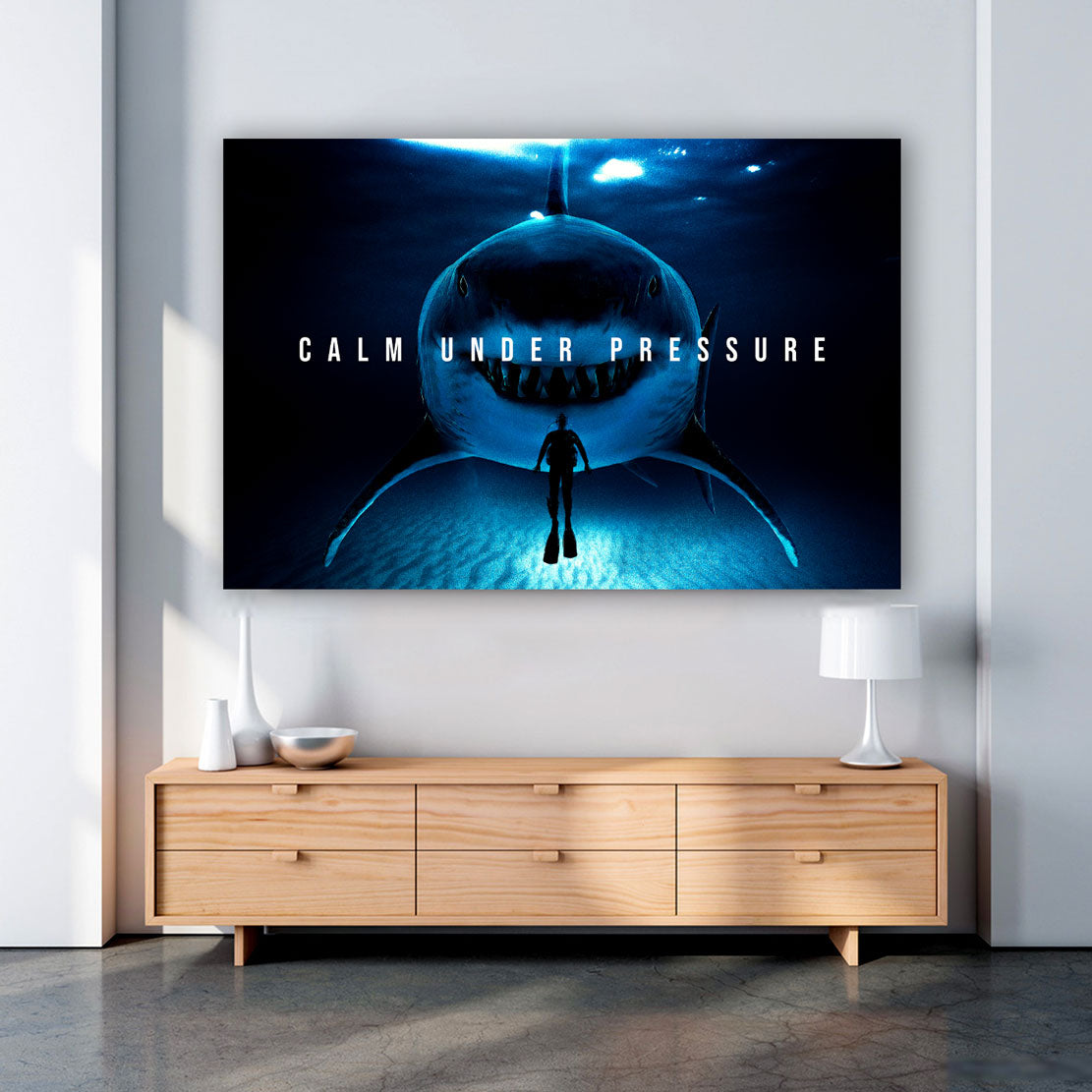 Wandbild Motivation Mindset Hai Calm Under Pressure Dark Style