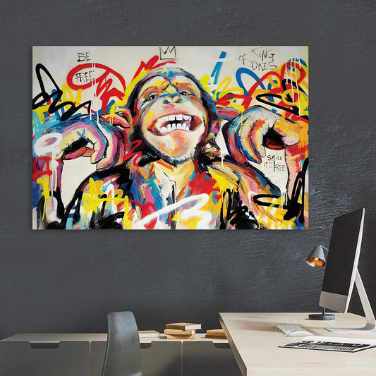 Wandbild Affe Monkey Pop Art Colour Style