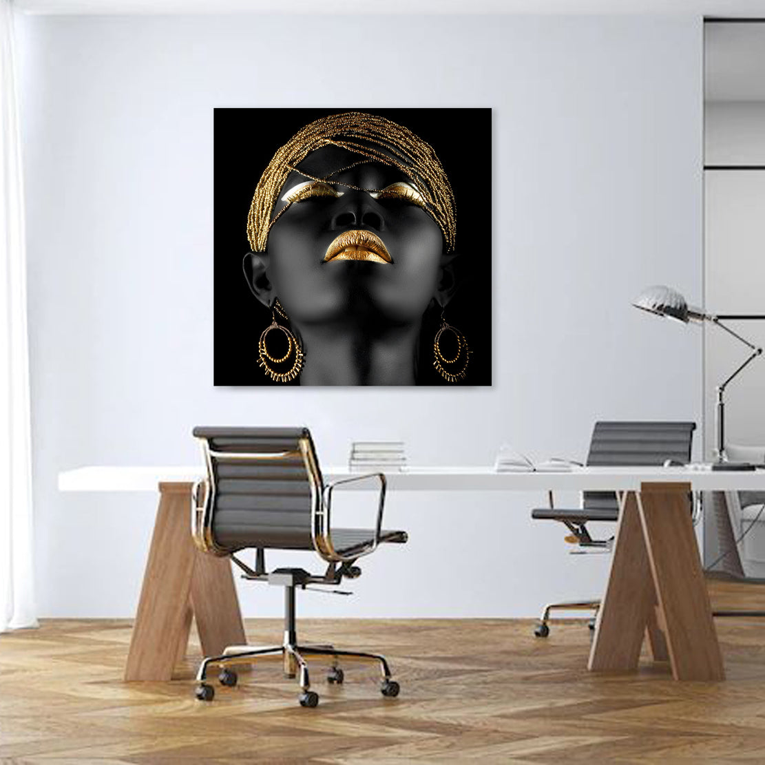 Wandbild afrikanische Frau African Women Gold Style