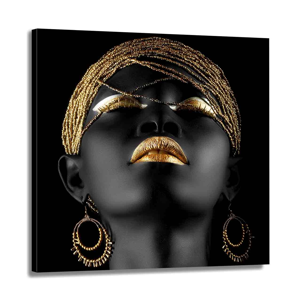 Wandbild afrikanische Frau African Women Gold Style