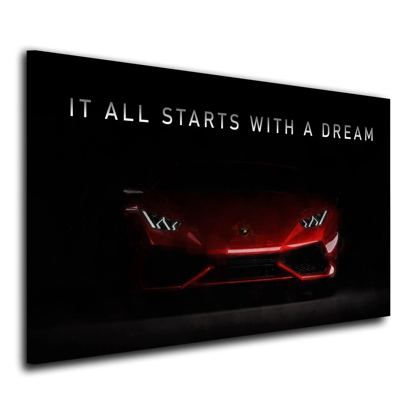 Wandbild abstrakt Motivation Sportwagen It All Starts With A Dream Red Style