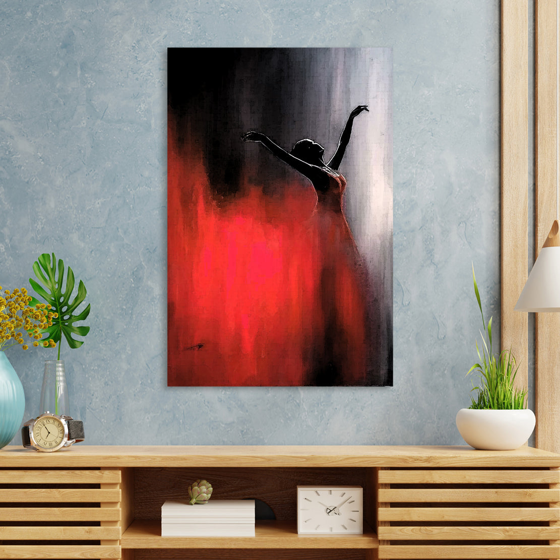 Wandbild Ballerina mit rotem Kleid Abstract Edition