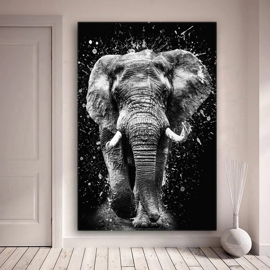 Wandbild Elefant schwarz-weiß Abstract Black & White, Tiere aus Afrika