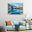 Wandbild Fenster Mountain View Blue Style