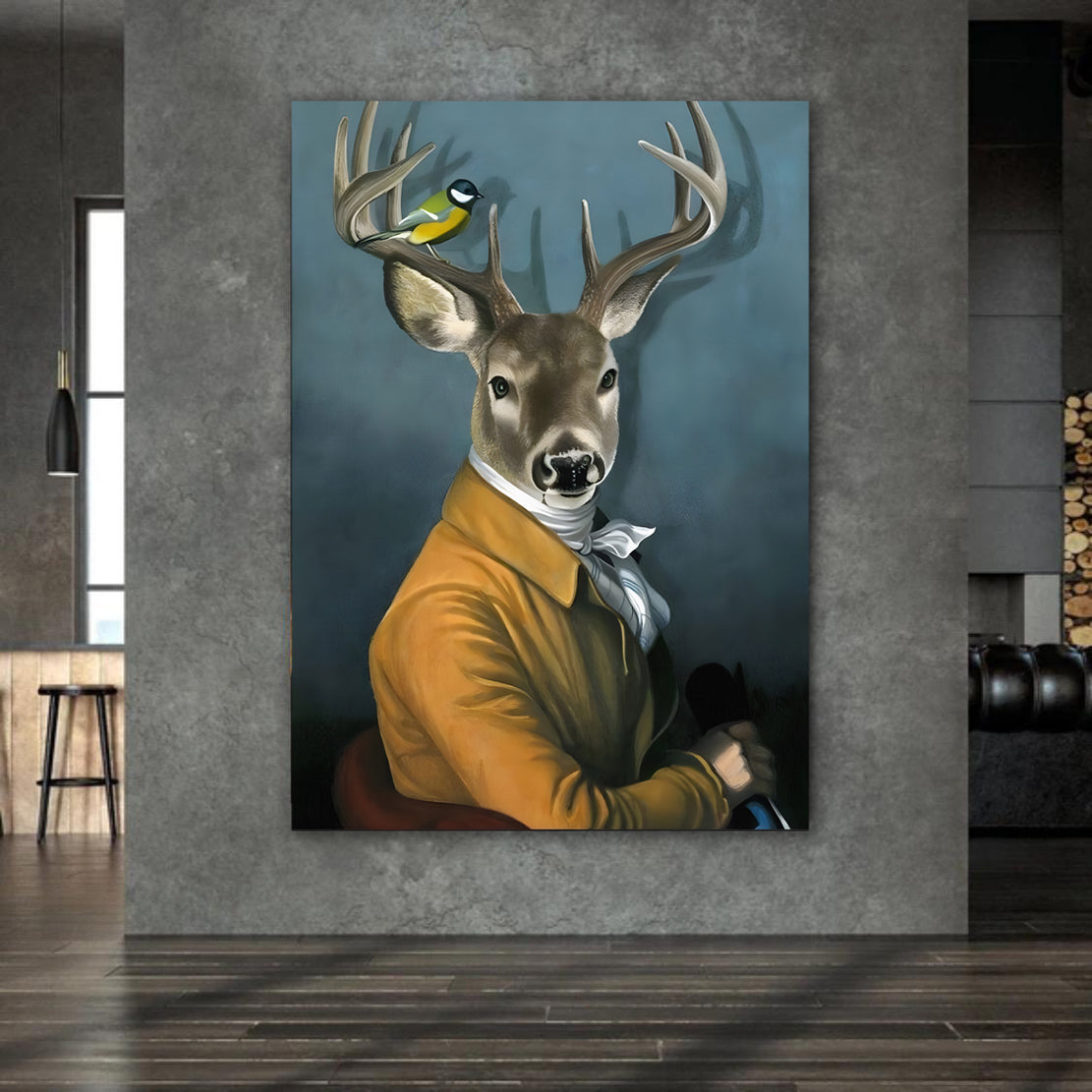 Wandbild Hirsch Portrait Style