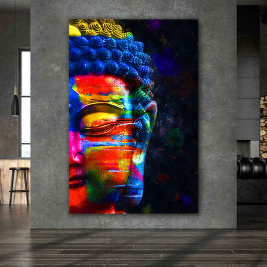 Wandbild Meditation Buddha Pop Art Colour Blue Edition