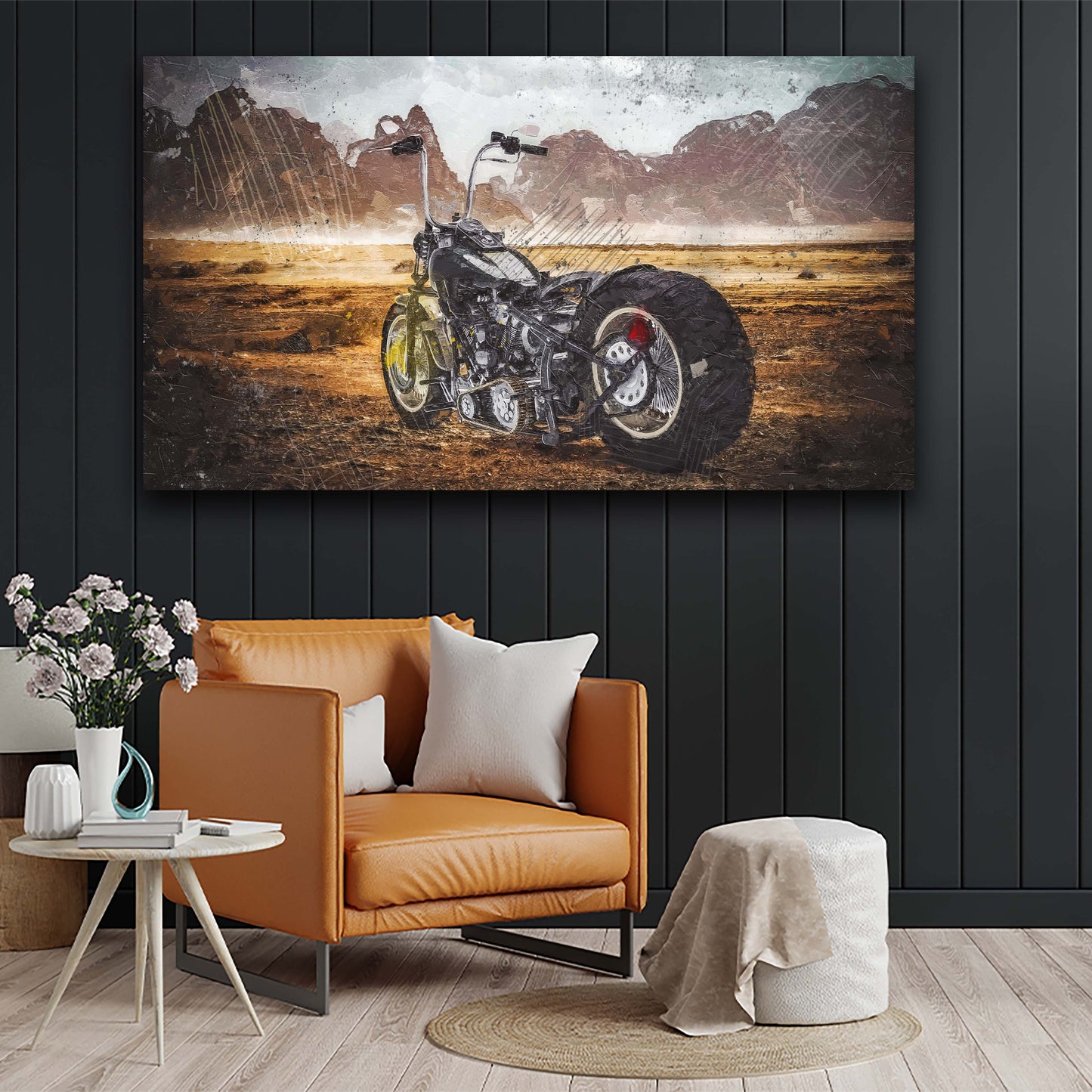 Wandbild Leinwandbild Motorrad Chopper Harley-Davidson Mountain View