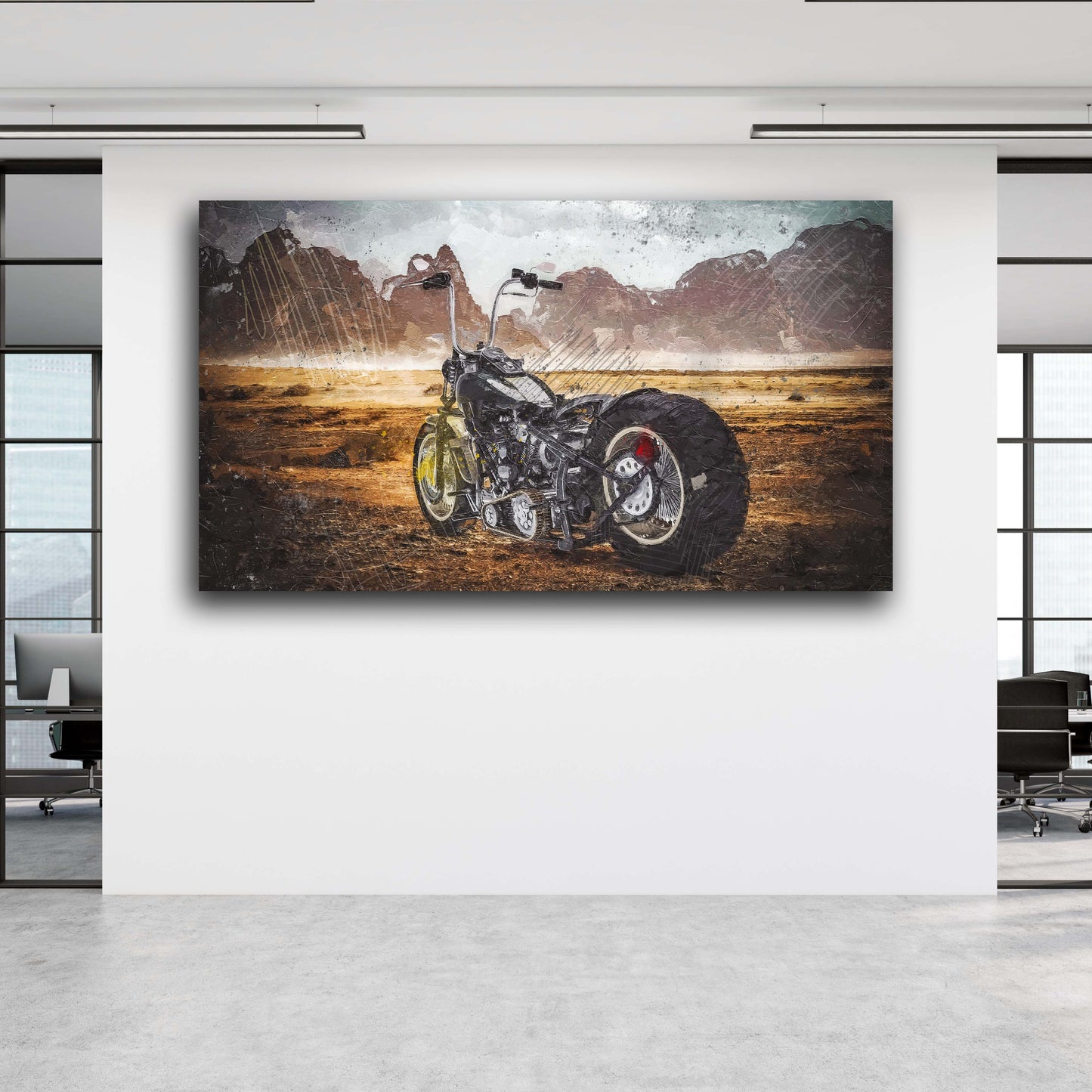 Wandbild Leinwandbild Motorrad Chopper Harley-Davidson Mountain View