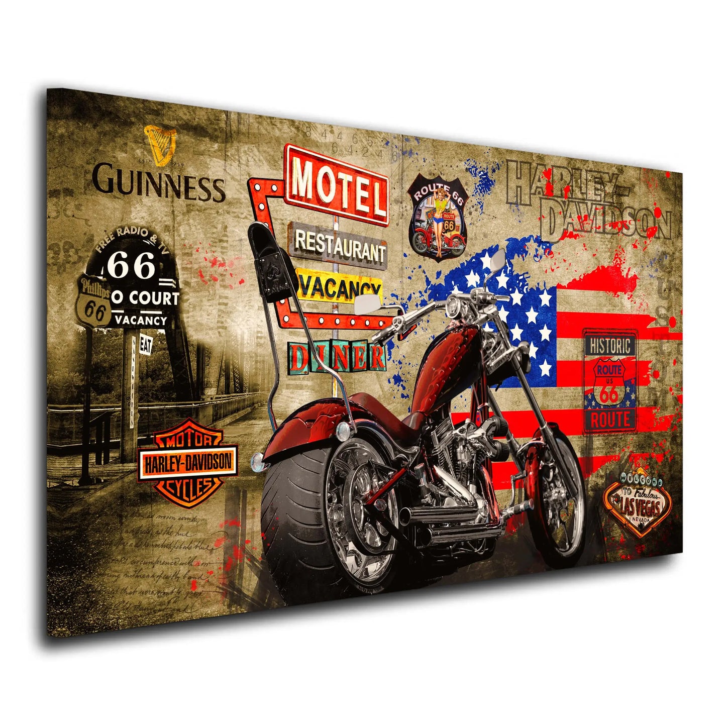 Motorrad Harley USA Wandbild Leinwandbild