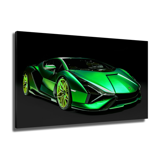 Wandbild Sportwagen Lamborghini Sián Green Style