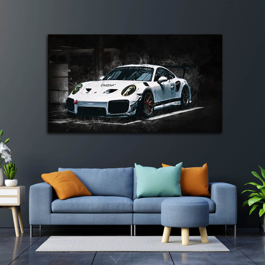 Wandbild Auto Sportwagen 911 weiß Racing