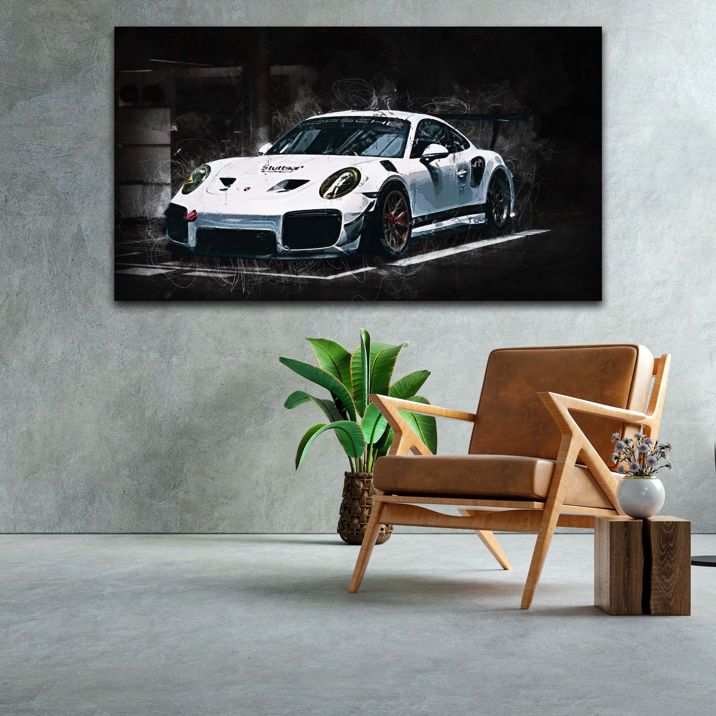 Wandbild Auto Sportwagen 911 weiß Racing