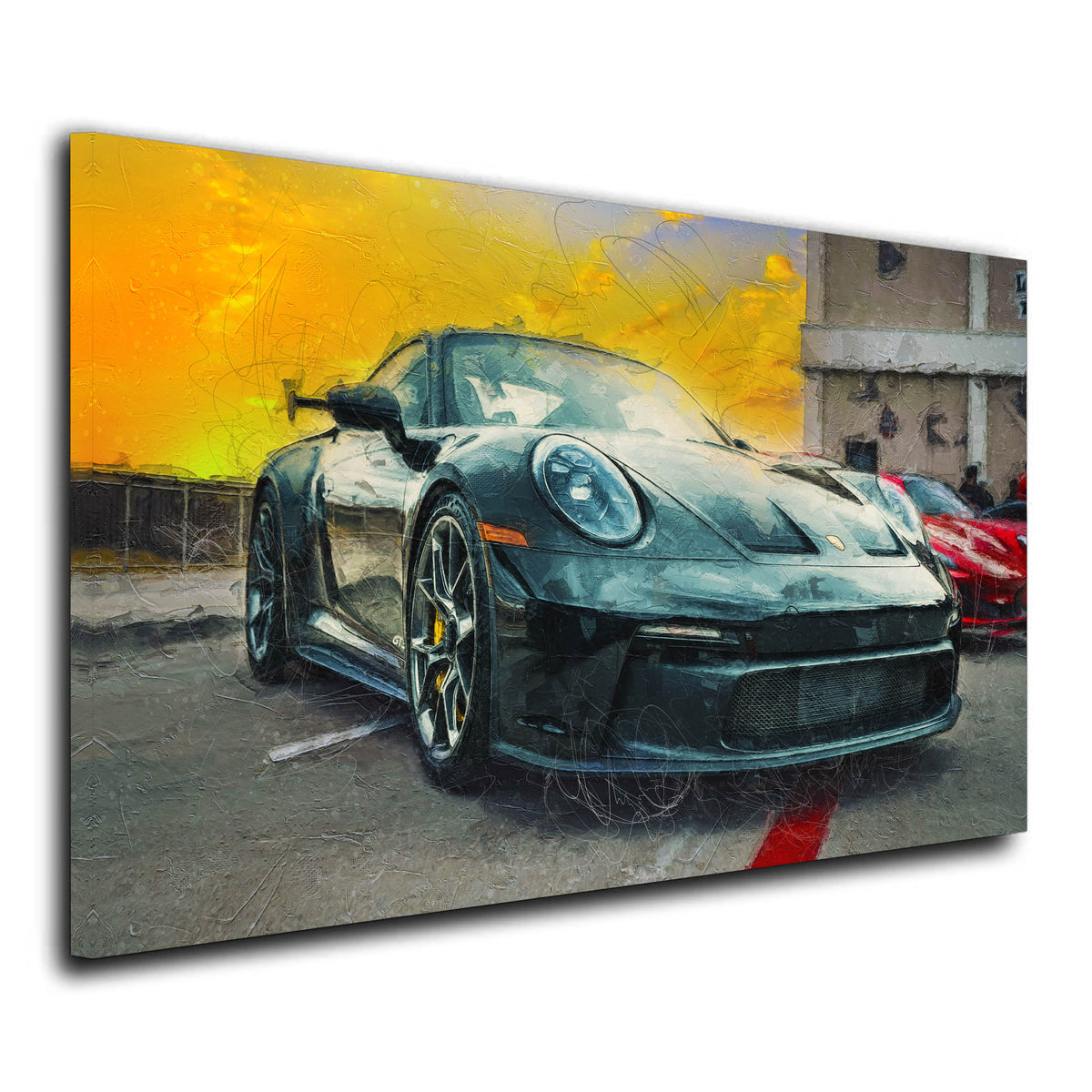 Wandbild Sportwagen Porsche Yellow [Versand kostenlos] – Kunstwelten24